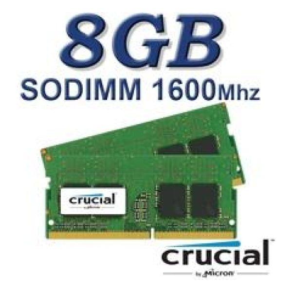 זיכרון למחשב נייד Crucial SODIMM 8GB DDR3L 1600Mhz