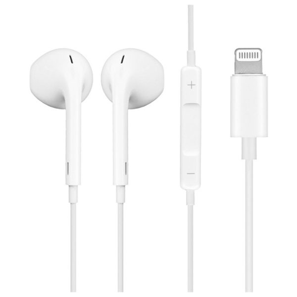 אוזניות מקוריות של Apple עם חיבור Lightning, בקר שליטה ומיקרופון