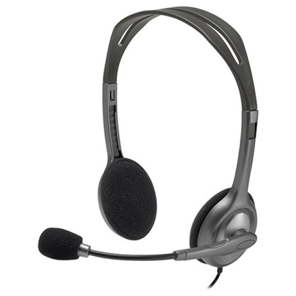 אוזניות + מיקרופון Logitech Stereo Headset H111 בצבע כסוף ושחור